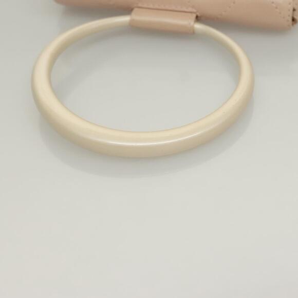 CHANEL Matelasse Hand Bag Leather Beige Silver CC Auth 133091 - Picture 7 of 16